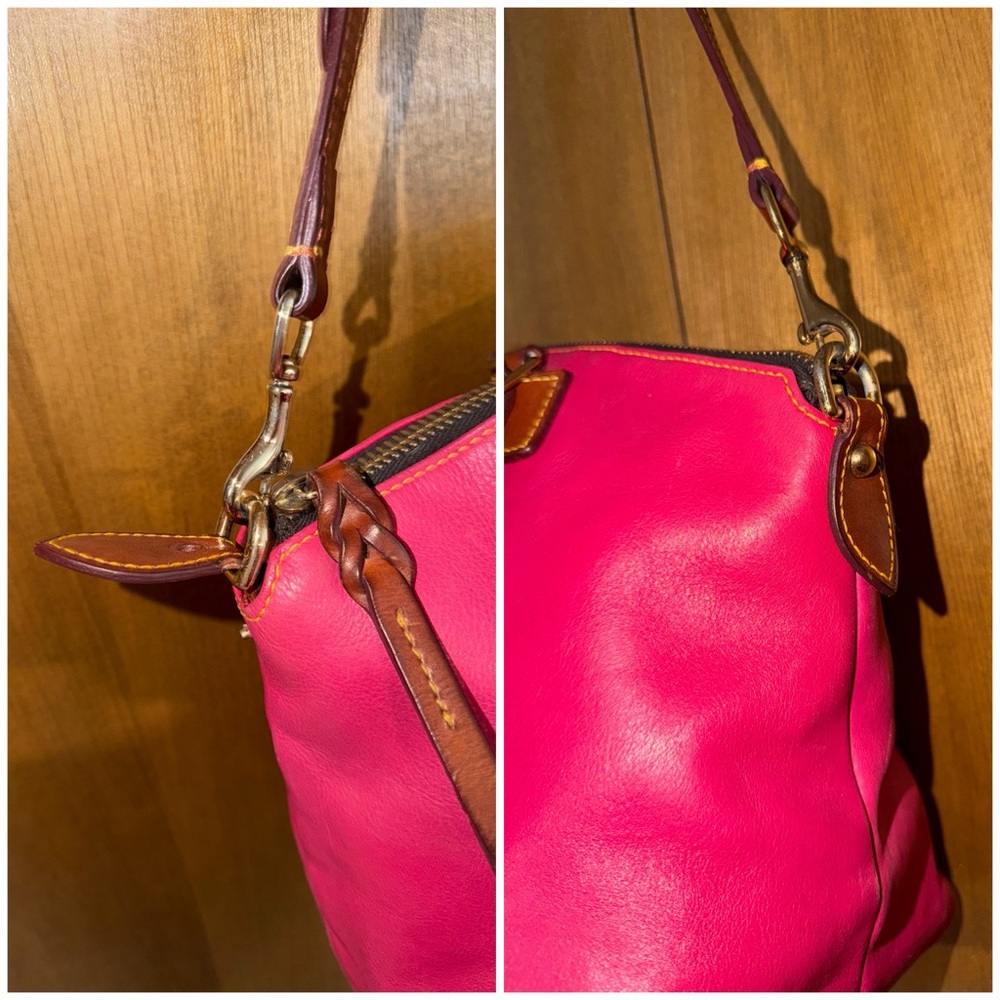 Dooney & Bourke Florentine Leather Satchel Pink w Leather Strap & Duck Hangtag - Picture 9 of 16